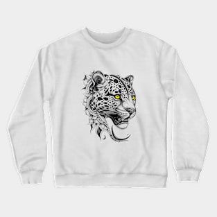 Jaguar Wild Animal Nature Illustration Art Tattoo Crewneck Sweatshirt